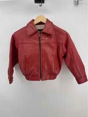 Paramount New York KIDS RED Genuine  LEATHER JACKET SIZE M